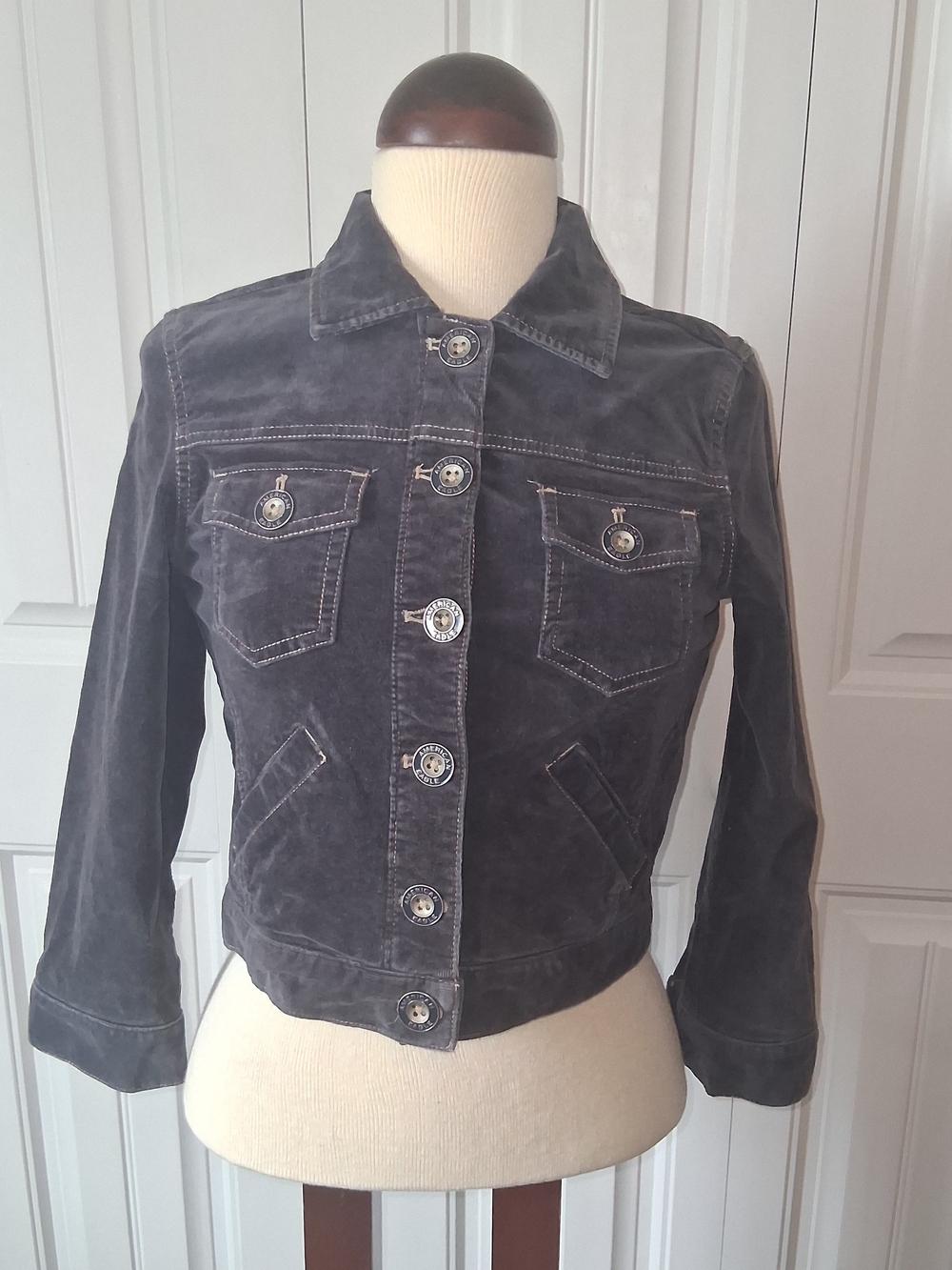 American Eagle Outfitters Dark Gray Women's Button-Front Jacket US Size S/P